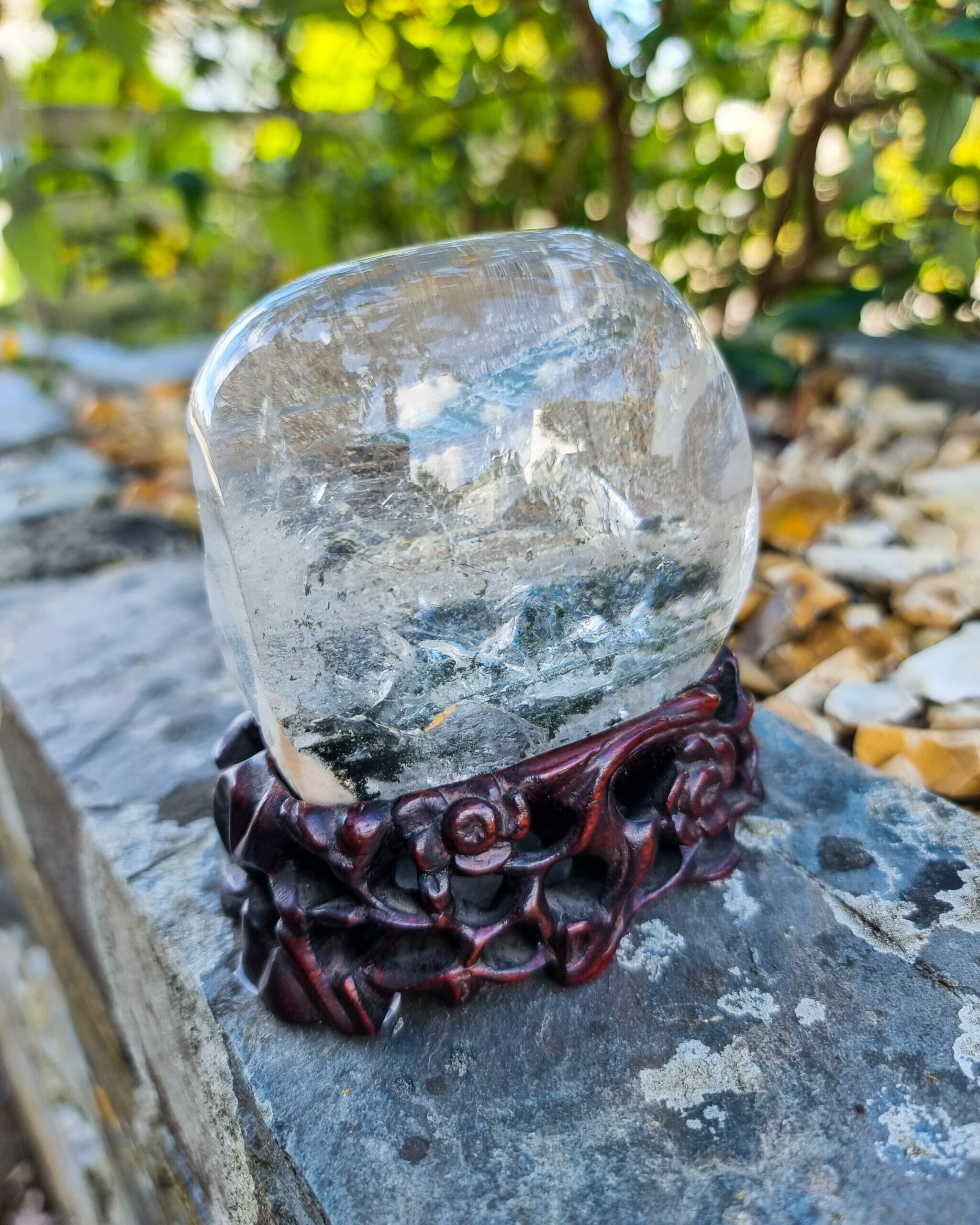 Quartz Crystal With Chlorite and Goethite Inclusion - Image 3